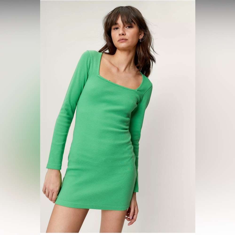 Ribbed Square Neck Mini Dress
